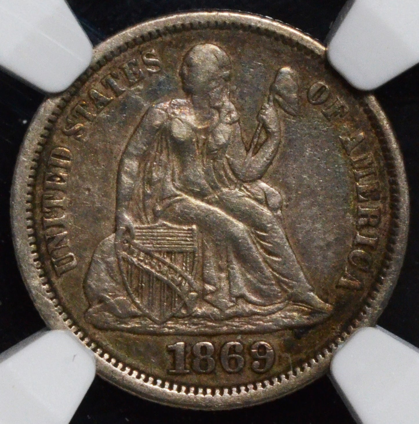 1869 Seated Liberty Dime XF45 NGC