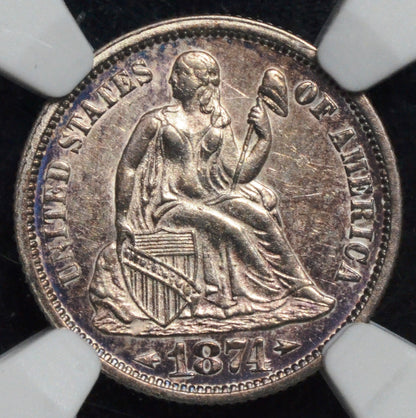 1874 Seated Liberty Dime AU58 NGC