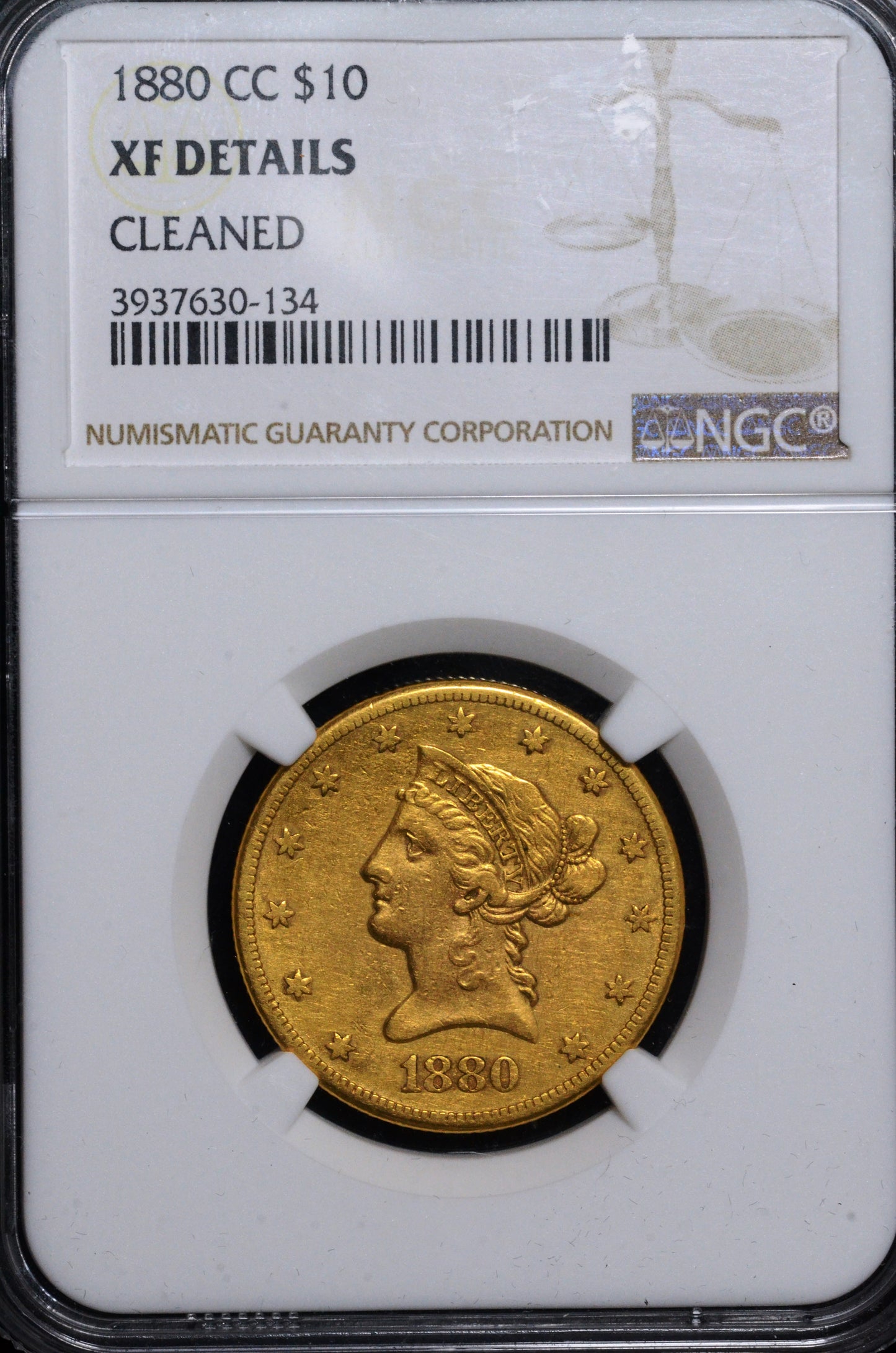 1880-CC $10.00 Gold Eagle XF Details NGC