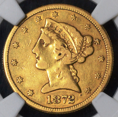 1872-CC $5.00 Gold Half Eagle VF Details NGC