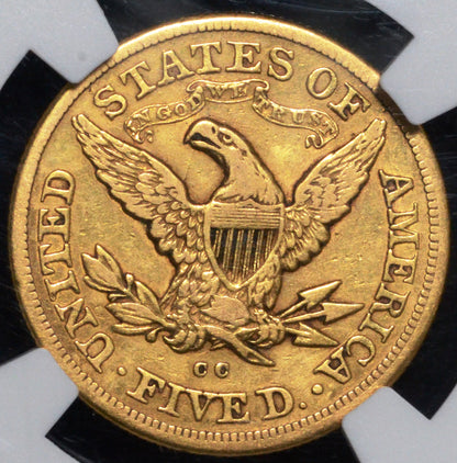 1872-CC $5.00 Gold Half Eagle VF Details NGC
