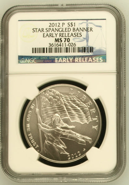 2012 P Star Spangled Banner, $1, Early Release, Slabbed & Graded by NGC