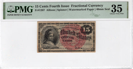 15 cent 4th issue Fractional Currency CVF-25 PMG