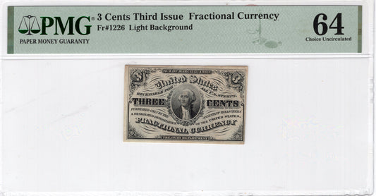 3 cents Third Issue Fractional Currency Choice Unc 64 PMG