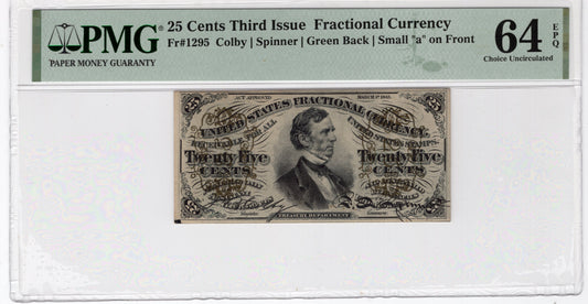 25 cents Third issue Fractional Currency Choice Unc 64 EPQ PMG