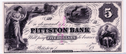 $5.00 18xx Pittson Bank PA Obsolete Note Proof Gem New 66 PCGS