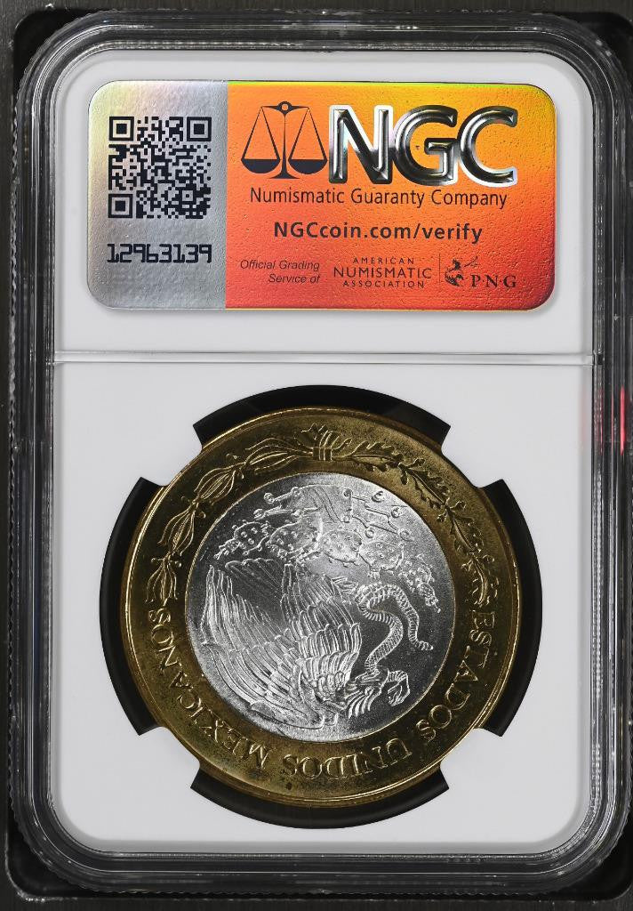 2007 Mo Mexico 180th Ann. Bimetal, Puebla, 100 Peso MS64 NGC KM# 850