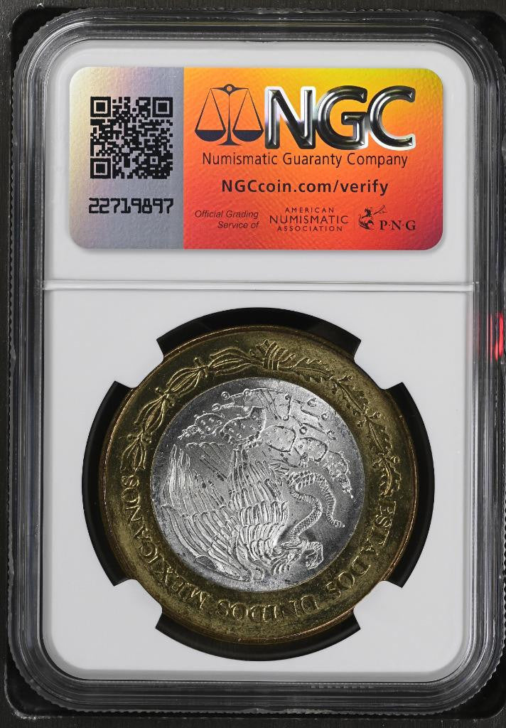 2005 Mo Mexico 180th Anniv Bimetal Aguascalientes, 100 Peso 2nd MS64 NGC KM# 719