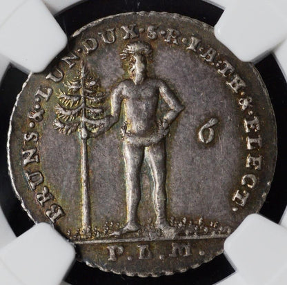 1800 PLM, German States, Bruns-Lune-Calen-Hann, 1/6 Thaler, AU 55, KM 401, NGC