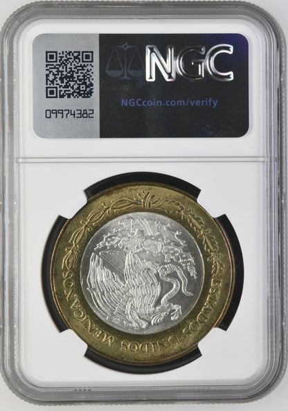 2005 Mo Mexico 180th Anniv Bimetal Aguascalientes 1st 100 Peso MS64 NGC KM# 721