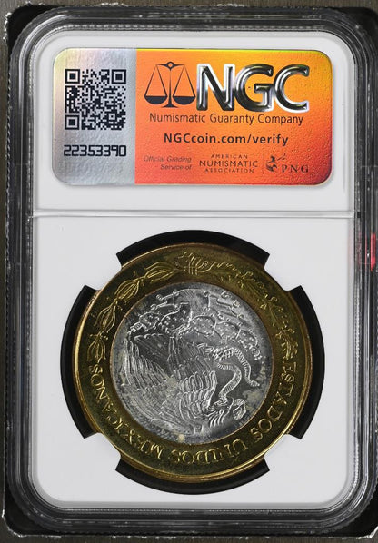 2007 Mo Mexico 180th Ann. Bimetal, Quintana Roo, 100 Peso MS64 NGC KM# 851